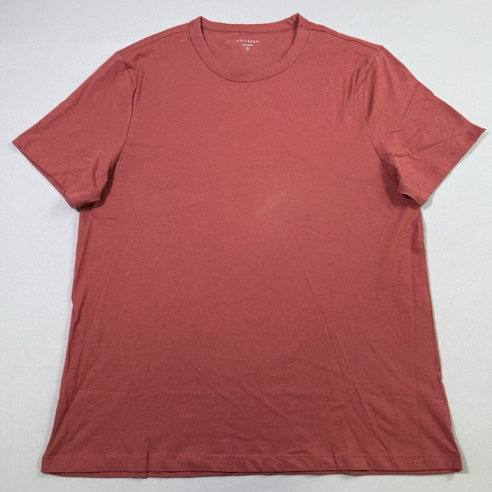Mott & Bow Driggs Classic Crew T-Shirt Mens Large Red Cotton Short Sleeve Flex